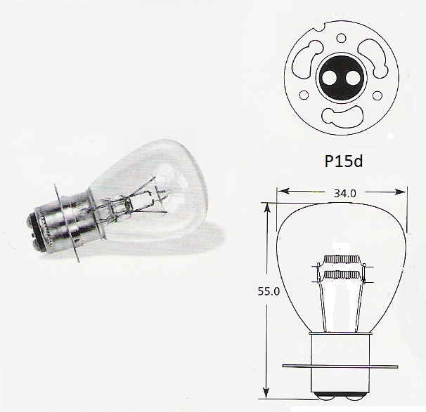 6 volt 25/25w Ba15d